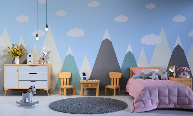 habitación infantil con mural